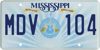 MS license plate MDV104