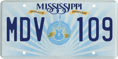 MS license plate MDV109