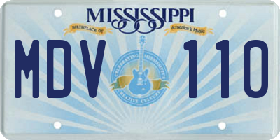 MS license plate MDV110