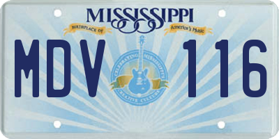 MS license plate MDV116