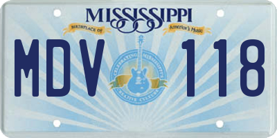 MS license plate MDV118