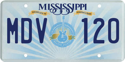 MS license plate MDV120
