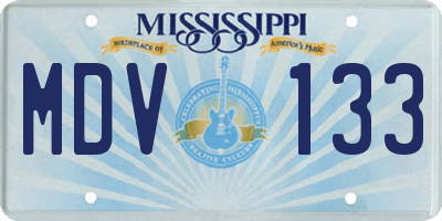 MS license plate MDV133
