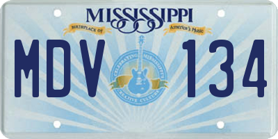 MS license plate MDV134