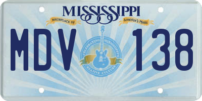 MS license plate MDV138