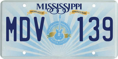 MS license plate MDV139