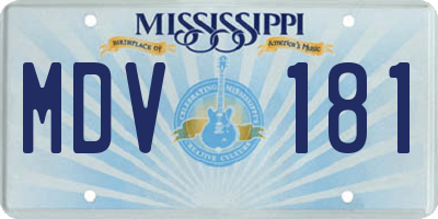 MS license plate MDV181