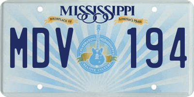 MS license plate MDV194