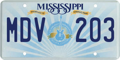 MS license plate MDV203