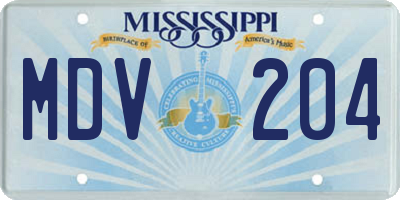 MS license plate MDV204