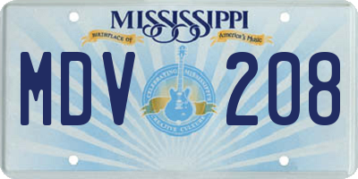MS license plate MDV208