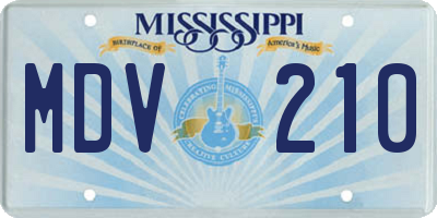 MS license plate MDV210