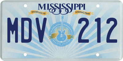 MS license plate MDV212
