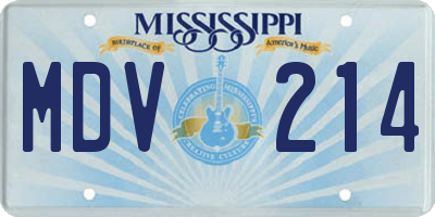 MS license plate MDV214