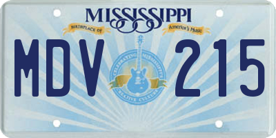 MS license plate MDV215