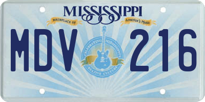 MS license plate MDV216