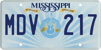 MS license plate MDV217