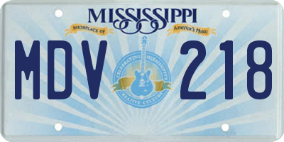 MS license plate MDV218
