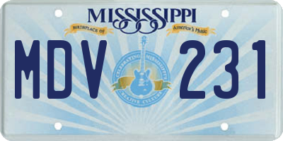 MS license plate MDV231