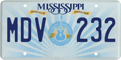 MS license plate MDV232