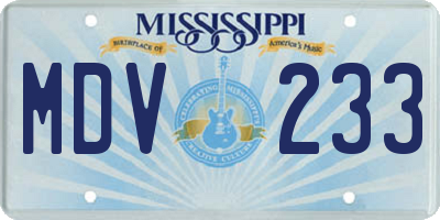 MS license plate MDV233