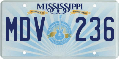 MS license plate MDV236