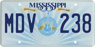 MS license plate MDV238
