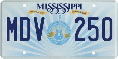 MS license plate MDV250