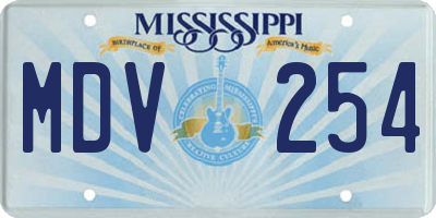 MS license plate MDV254