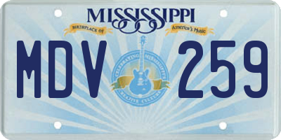 MS license plate MDV259
