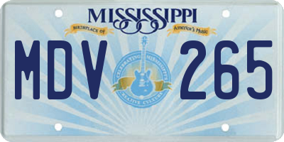 MS license plate MDV265