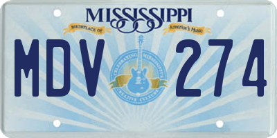 MS license plate MDV274