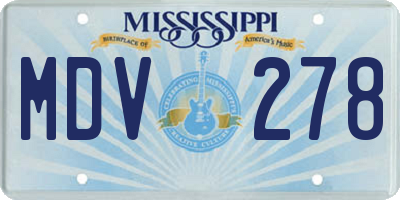 MS license plate MDV278