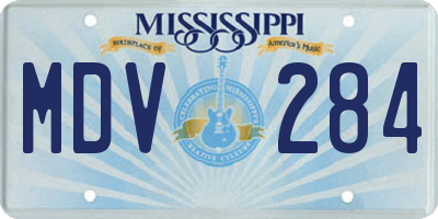 MS license plate MDV284