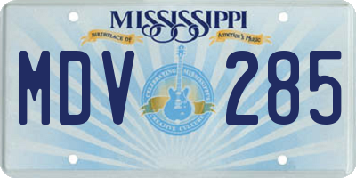 MS license plate MDV285