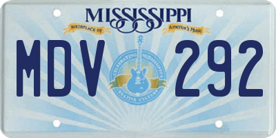 MS license plate MDV292