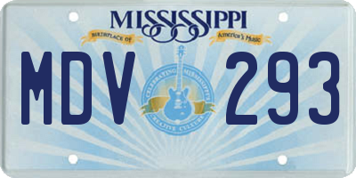 MS license plate MDV293