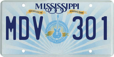 MS license plate MDV301