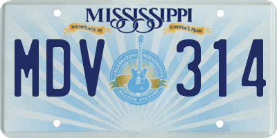 MS license plate MDV314