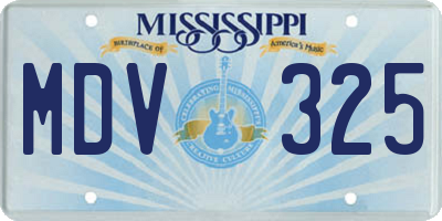 MS license plate MDV325