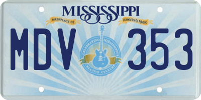 MS license plate MDV353
