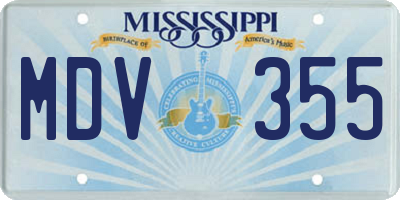 MS license plate MDV355
