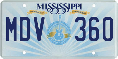 MS license plate MDV360