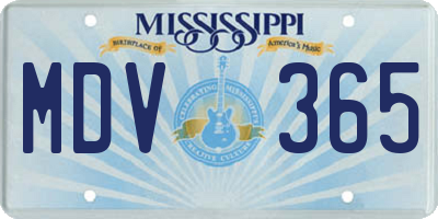 MS license plate MDV365