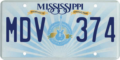 MS license plate MDV374