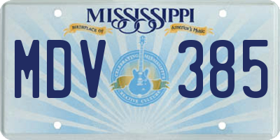MS license plate MDV385
