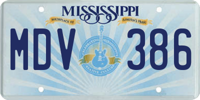 MS license plate MDV386