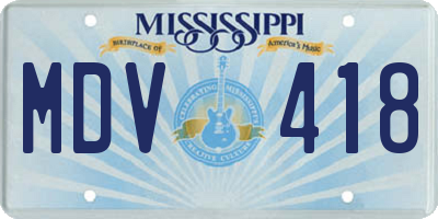 MS license plate MDV418