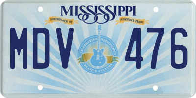 MS license plate MDV476