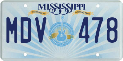 MS license plate MDV478